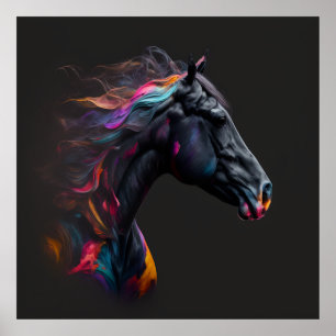 Magische paarden, Abstracte kleuren, Art Print Wal