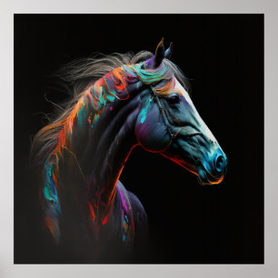 Magische paarden, Abstracte kleuren, Art Print Wal