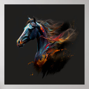 Magische paarden, Abstracte kleuren, Art Print Wal