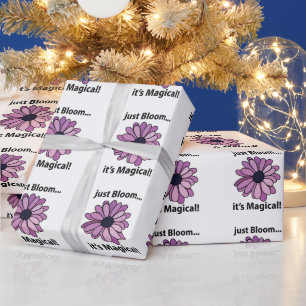 Magische Paarse Bloem Bloeit Zojuist Zijn Magische Cadeaupapier