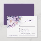Magische Paarse Bloemen Winterbruiloft RSVP Kaartje (Voorkant / Achterkant)