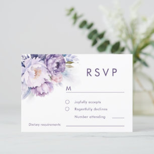Magische Paarse Bloemen Winterbruiloft RSVP Kaartje