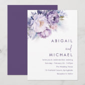 Magische Paarse bloemenbruiloft Kaart (Voorkant / Achterkant)