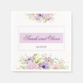 Magische Paarse bruiloft Bloemen Servet