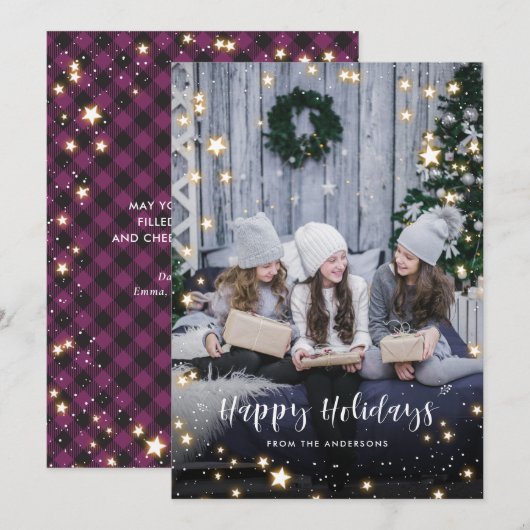 Magische Paarse Buffalo Spalletsnaren Foto Feestdagenkaart (Voorkant / Achterkant)