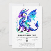 Magische Paarse Dragon Digitale Meisje Verjaardag Kaart (Voorkant)