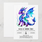 Magische Paarse Dragon Digitale Meisje Verjaardag Kaart (Voorkant / Achterkant)