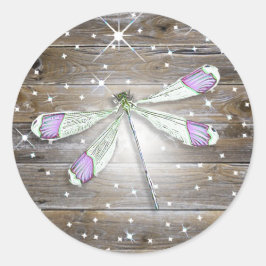 Magische Paarse Dragonfly Sparkles Ronde Sticker
