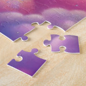 Magische paarse en roze glitter heldere eenhoorn legpuzzel (Zijkant)