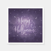 Magische Paarse en witte sterren Happy Halloween Servet (Voorkant)