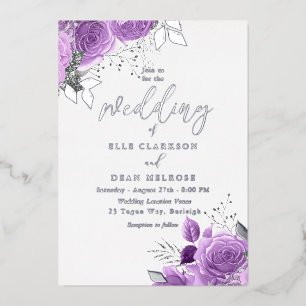 Magische Paarse en Zilverkleurde olievlek Folie Uitnodiging