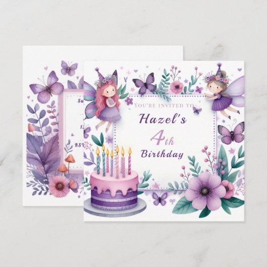 Magische Paarse Fairy tuin - Verjaardag Kaart (Voorkant / Achterkant)