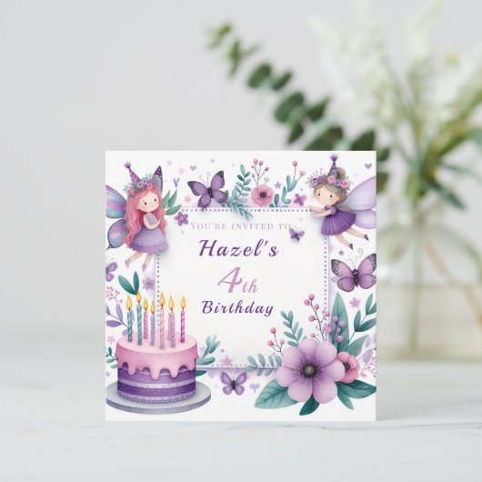 Magische Paarse Fairy tuin - Verjaardag Kaart (Staand voorkant)