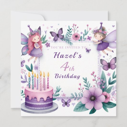 Magische Paarse Fairy tuin - Verjaardag Kaart (Voorkant)