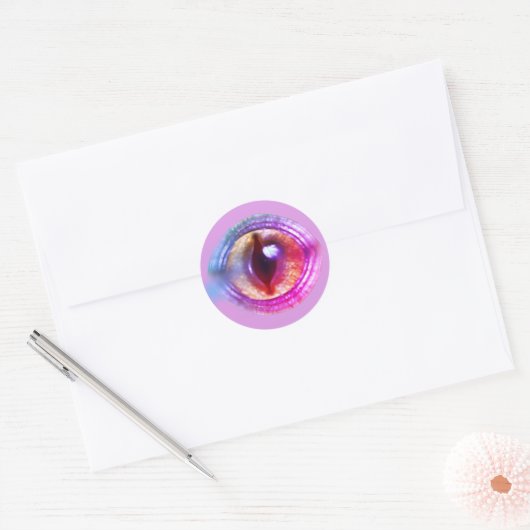Magische Paarse Fantasy Dragon's oog Ronde Sticker (Envelop)