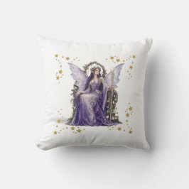 Magische paarse fee & gouden sterren Fantasy Worp Kussen