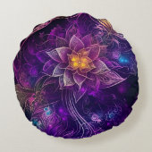 Magische paarse glinsterende bloemen rond kussen (Achterkant)