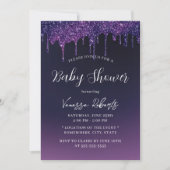 Magische Paarse glitter drijft elegant Baby shower Kaart (Voorkant)