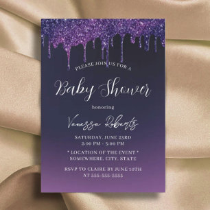Magische Paarse glitter drijft elegant Baby shower Kaart