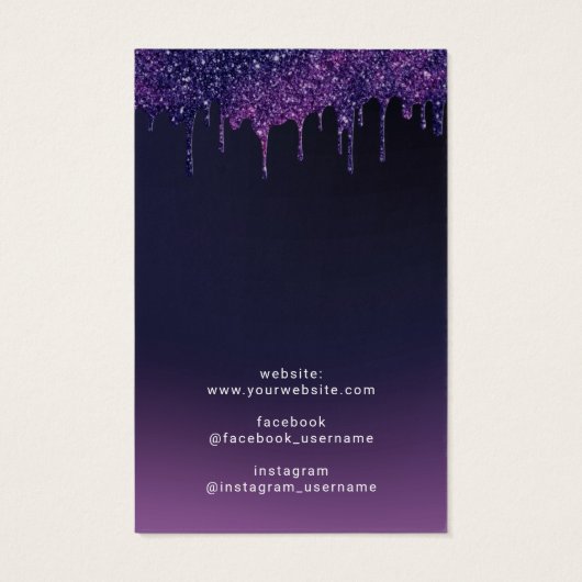 Magische Paarse glitter maakt het juwelen oorstrel Visitekaartje (Achterkant)