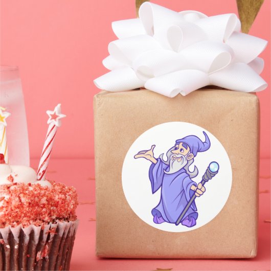 Magische paarse tovenaar tovenaar tovenaar tovenaa ronde sticker (Feest)