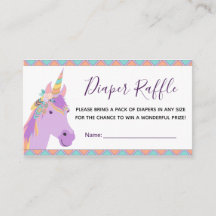 Magische Paarse Unicorn Boho Diaper Raffle Ticket