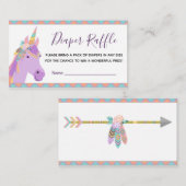 Magische Paarse Unicorn Boho Diaper Raffle Ticket Informatiekaartje (Voorkant / Achterkant)