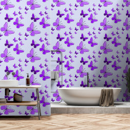Magische Paarse Vlinder Flutter Azureish Wit Behang