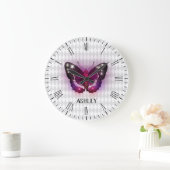 Magische Paarse vlinder, speciaal gepersonaliseerd Grote Klok (Huis)