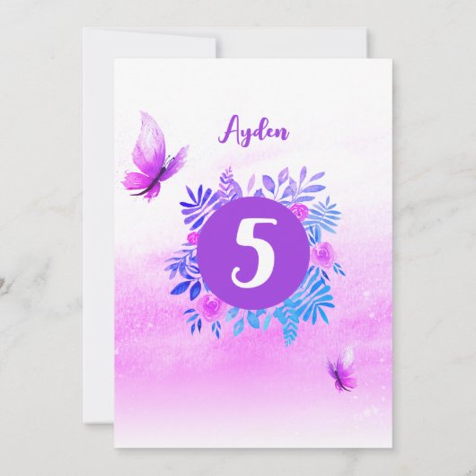 Magische Paarse waterverf vlinder verjaardag Kaart (Achterkant)
