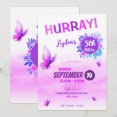 Magische Paarse waterverf vlinder verjaardag Kaart (Voorkant / Achterkant)