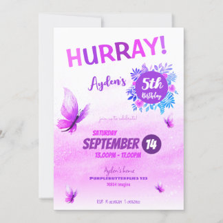 Magische Paarse waterverf vlinder verjaardag Kaart