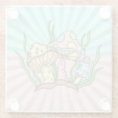 Magische paddenstoel Cute Pastel Glazen Onderzetter (Achterkant)