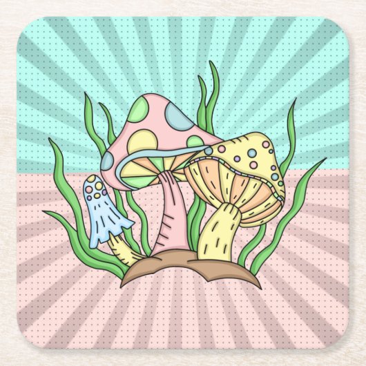 Magische paddenstoel Cute Pastel Kartonnen Onderzetters (Voorkant)