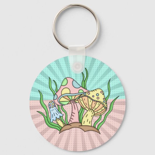 Magische paddenstoel Cute Pastel Sleutelhanger (Voorkant)