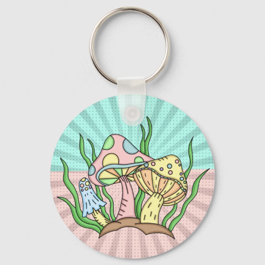 Magische paddenstoel Cute Pastel Sleutelhanger (Voorkant)