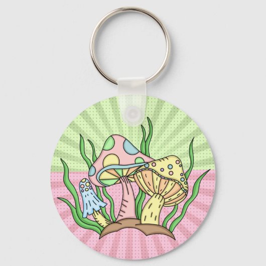 Magische paddenstoel Cute Pastel Sleutelhanger (Achterkant)