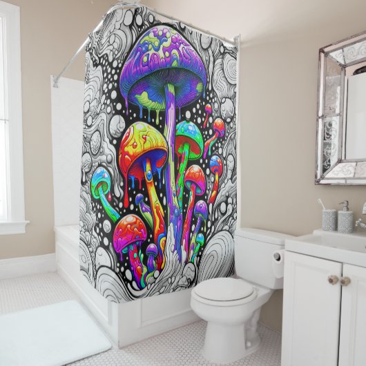 Magische paddenstoel douchegordijn (In situ)