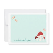Magische paddenstoel en Butterflies Note Card