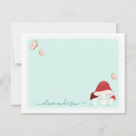 Magische paddenstoel en Butterflies Note Card Notitiekaartje