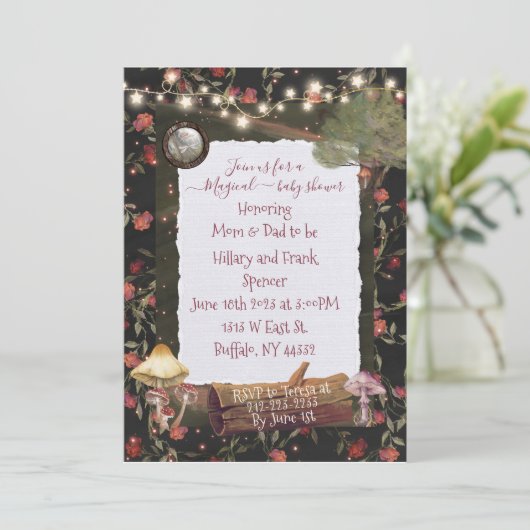 Magische Paddenstoel Feeën Uitnodiging (Staand voorkant)