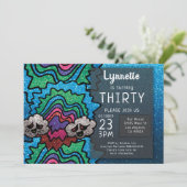 Magische paddenstoel Regelboog Glitter Whimsical Kaart (Staand voorkant)