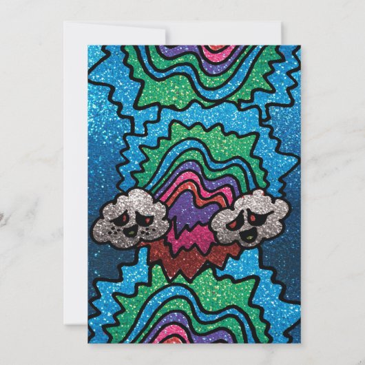 Magische paddenstoel Regelboog Glitter Whimsical Kaart (Achterkant)