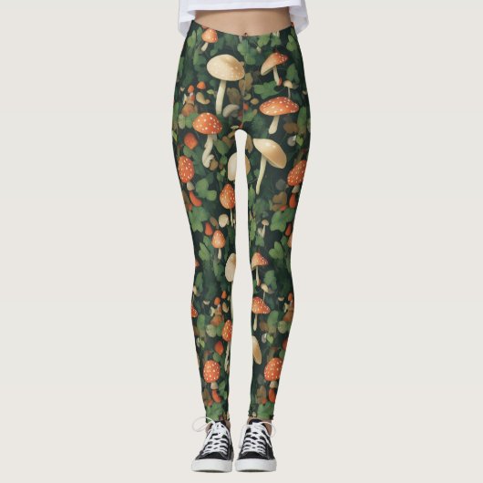 Magische paddenstoelen bos tuin natuur leggings (Voorkant)