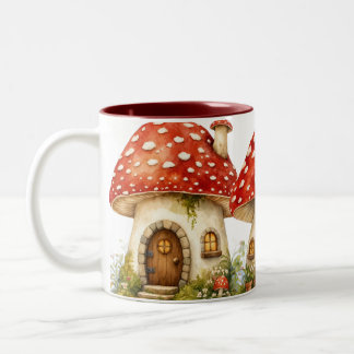 Magische Paddenstoelen Cottage Tweekleurige Koffiemok