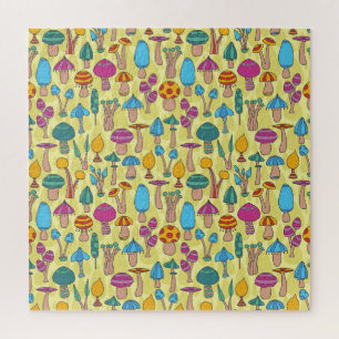 Magische paddenstoelen Doodle Naadloos Patroon Legpuzzel