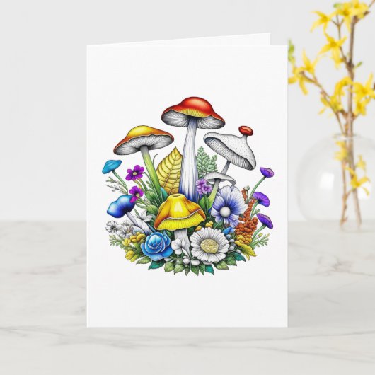 Magische paddenstoelen | Gefeliciteerd Kaart (Gele Bloem)