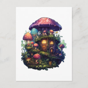 Magische paddenstoelen huis briefkaart