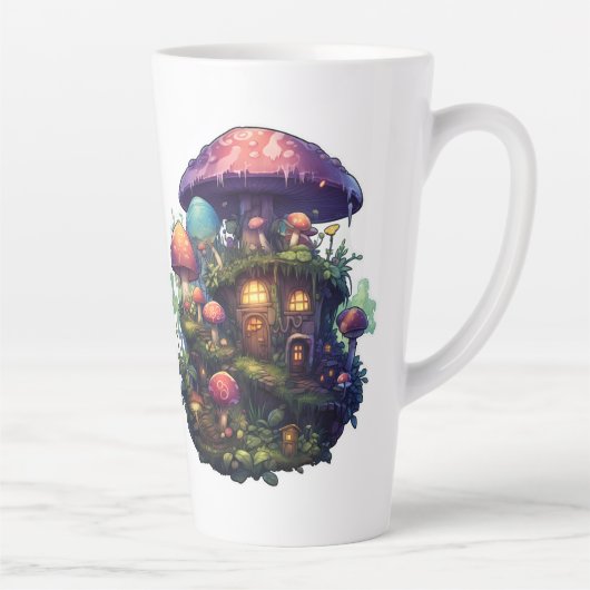 Magische paddenstoelen huis latte mok (Rechts)