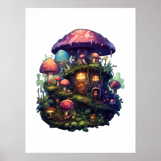 Magische paddenstoelen huis poster (Voorkant)